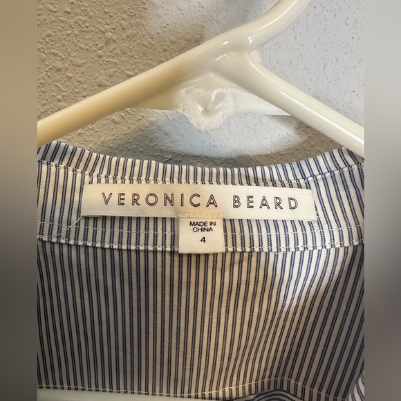Veronica Beard Navy and White Striped Button Down Shirt - Picture 6 of 9